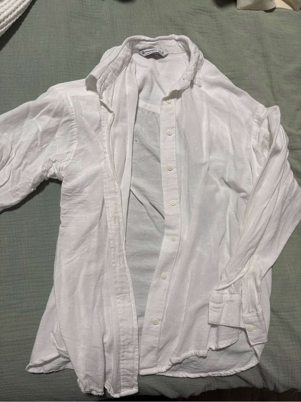 Stradivarius White Lightweight Button Shirt
